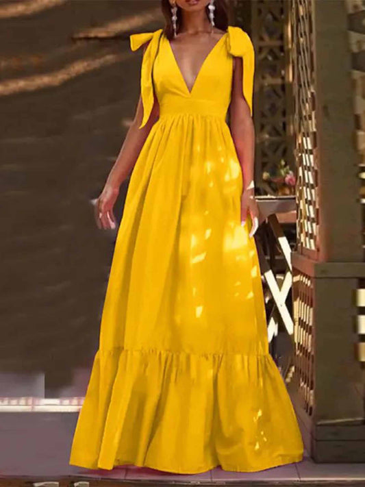V-neck Sexy Spliced Strap Vest Dress